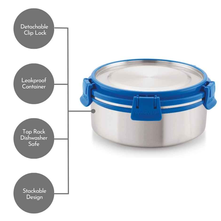 Magnus 750ml Klip Lock Deluxe Stainless Steel Container - 750 ml | Leak-Proof & Airtight Lid