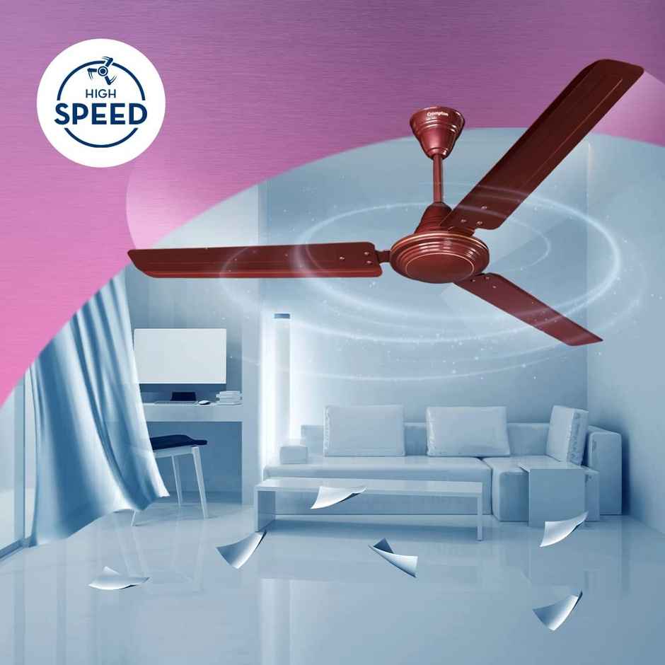 Crompton Surebreeze Hillbriz Ceiling Fan, 1200mm, 3 Blades, BEE Star Rated, Energy Efficient Fan - Brown