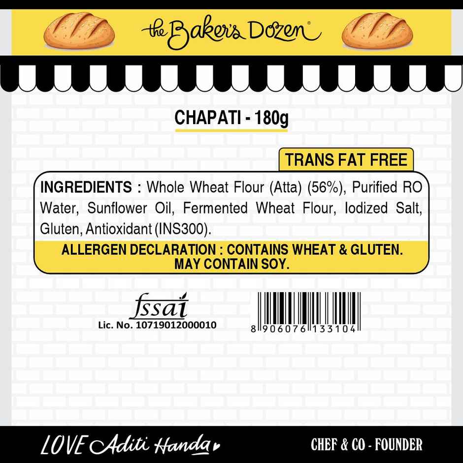The Baker's Dozen Zero Maida Chapati made from atta | Wheat Chapati | Ready to Eat | Ready to Cook