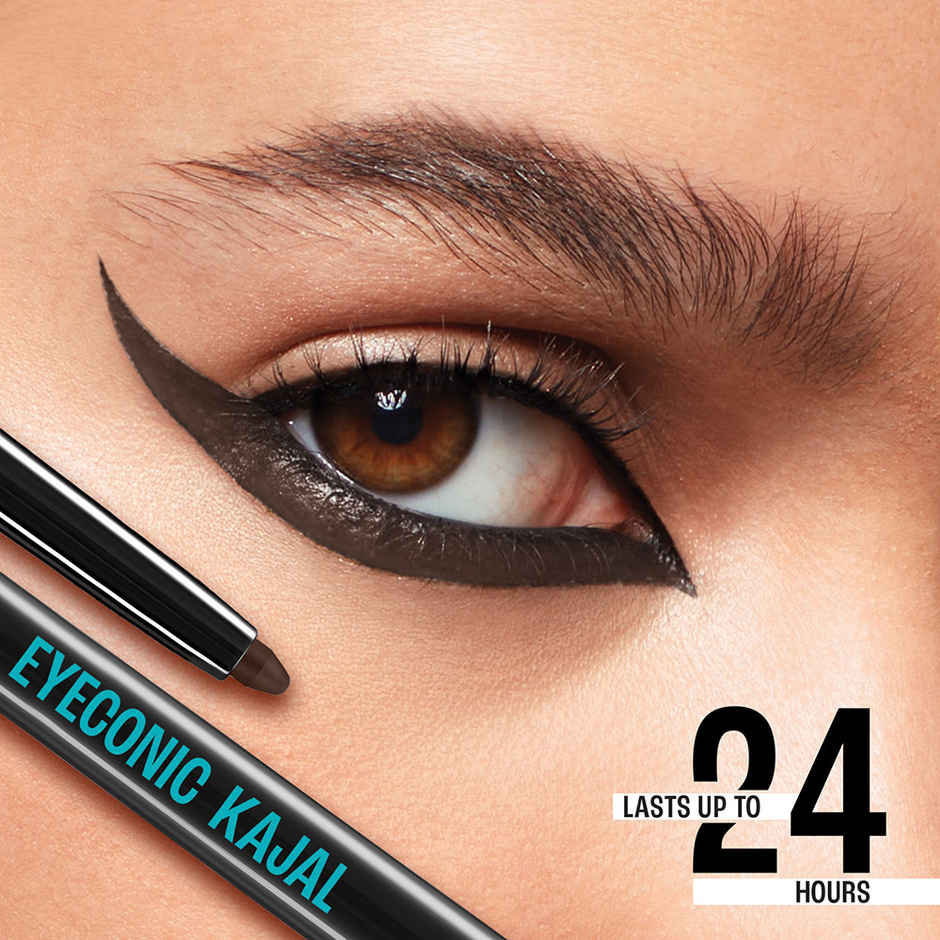 Lakme Eyeconic Kajal, Matte Kajal Pencil that lasts 24 Hrs, Classic Brown