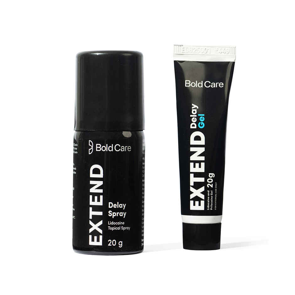 Bold Care Extend Delay Spray With Lidocaine 10% (20g) & Bold Care Extend Gel - Prilocaine & Lidocaine Gel For Longer Sex (20g) Combo