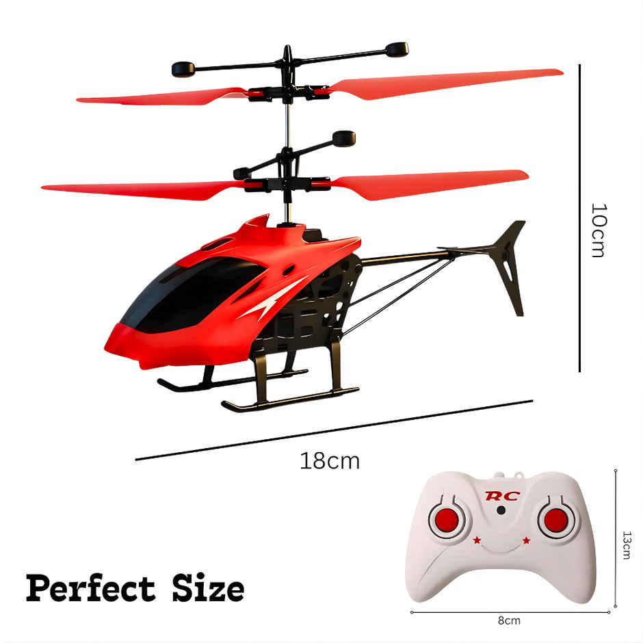 Chigy Wooh Remote Control Helicopter for Kids with Hand Gravity Sensor & 3D LED Lights | Red