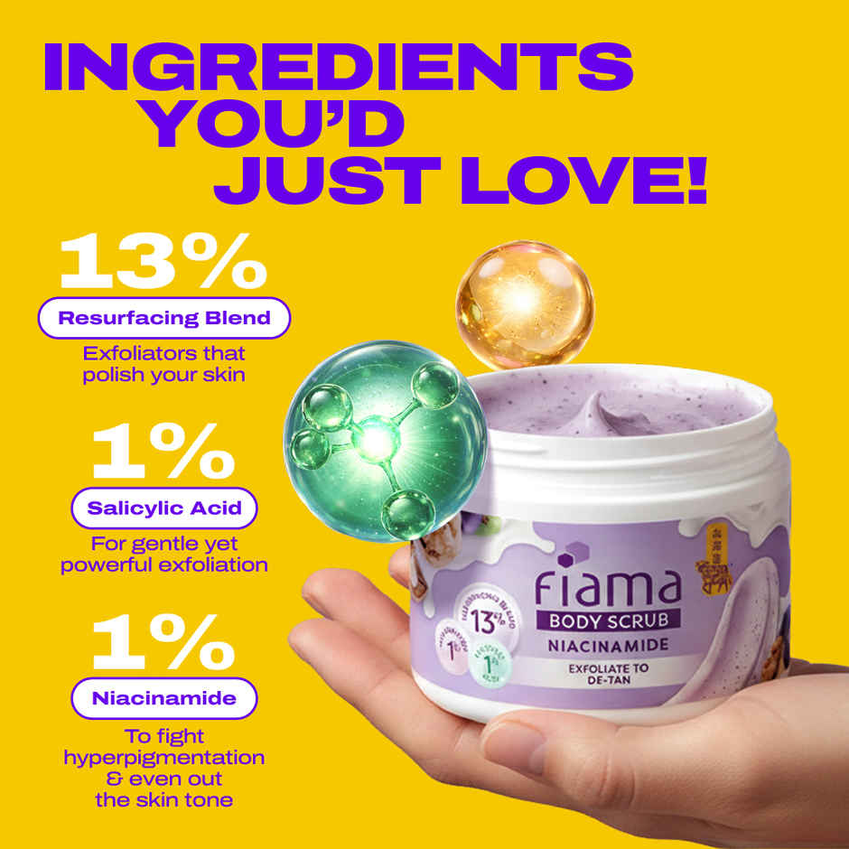 Fiama De Tan Body Scrub with 1% Niacinamide | Exfoliating Scrub for Instant Brightness