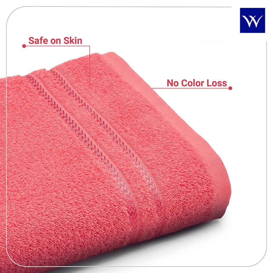 Welspun Large Quick Dry Cotton Lightweight Breathable Bath Towel | Coral