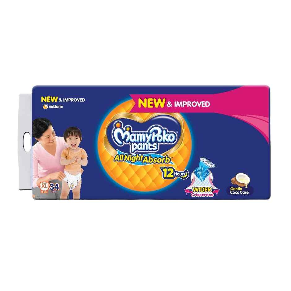 Mamypoko All Night Absorb Pant Style Diaper | XL | 34 pcs