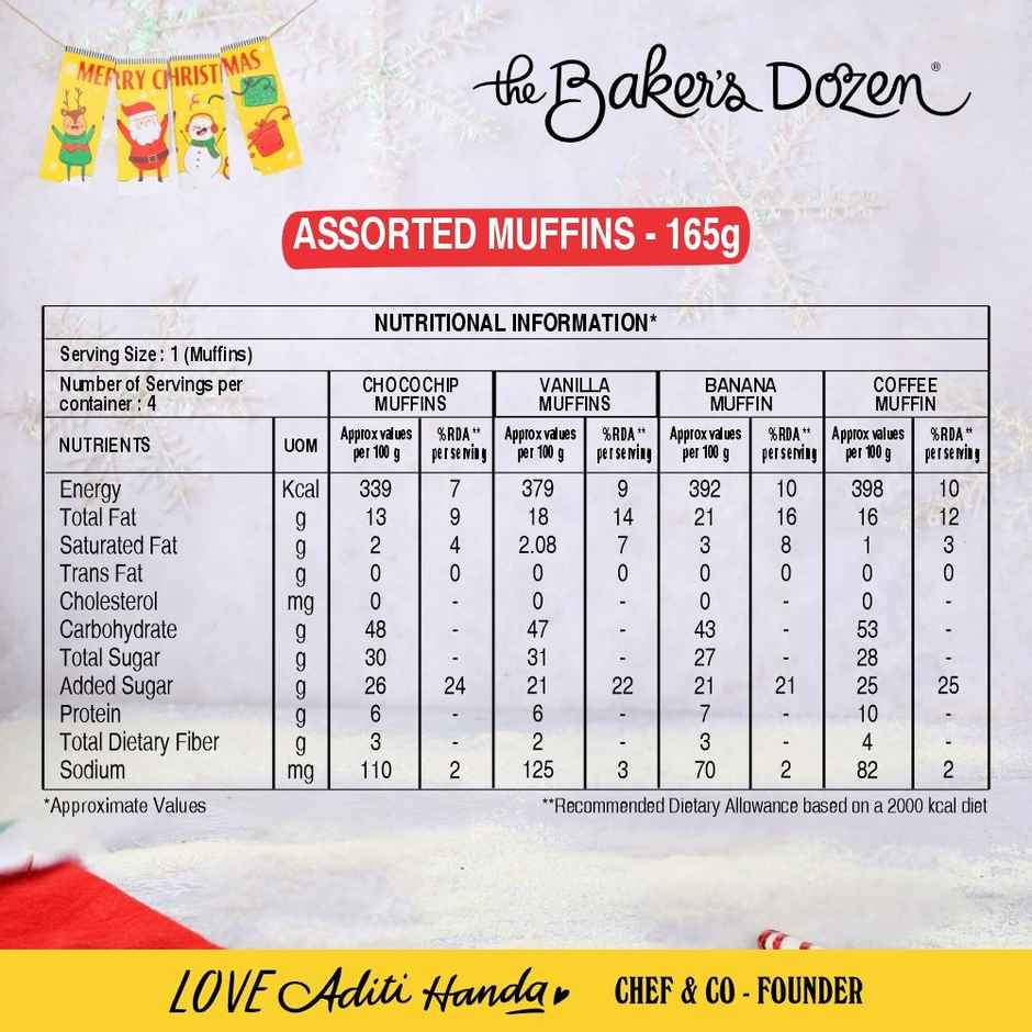 The Baker's Dozen Assorted Muffins | Chocochip Muffin | Vanilla Muffin | Banana Muffin | Cup Cakes