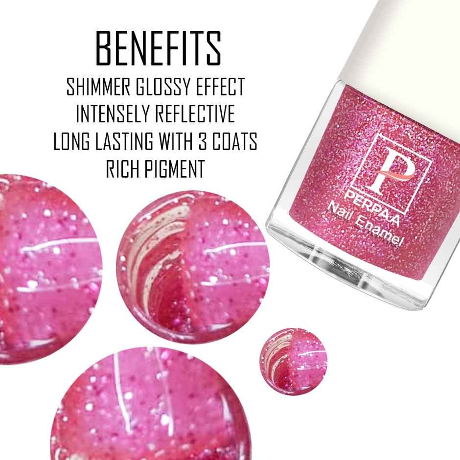PERPAA Beauty Glitter Nail Paint | Pink Glitter