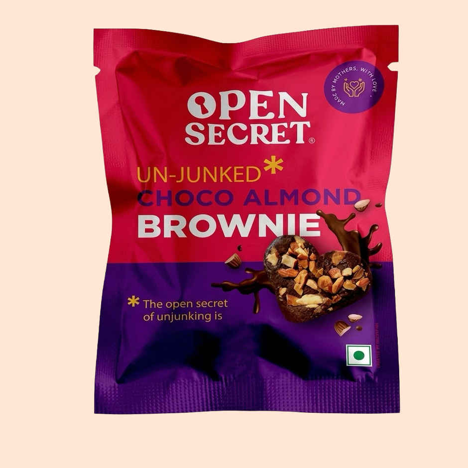 Open Secret Heart Shaped Chocolate Almond Brownie, No Maida, Zero Palm Oil