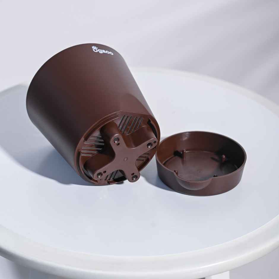 Ugaoo Krish Self Watering Round Pots - 4 Inch | Set of 3 | Green, Yellow, Brown