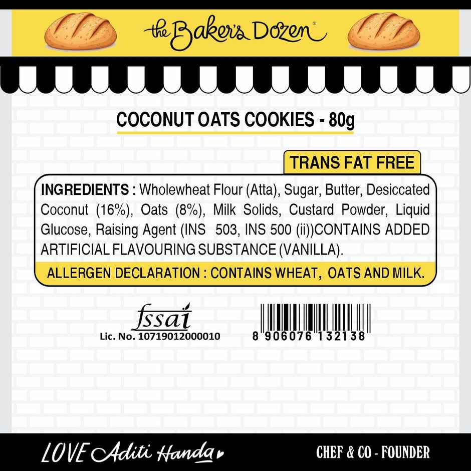 The Baker'S Dozen Wholewheat Banana Walnut Cake (150g) & The Baker'S Dozen Zero Maida Coconut And Oats Biscuits Cookies | Maida-Free And Trans Fat-Free (80g) Combo