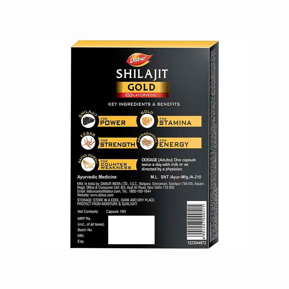 Dabur Shilajit Gold Capsules | 10 Caps | Premium & Trusted