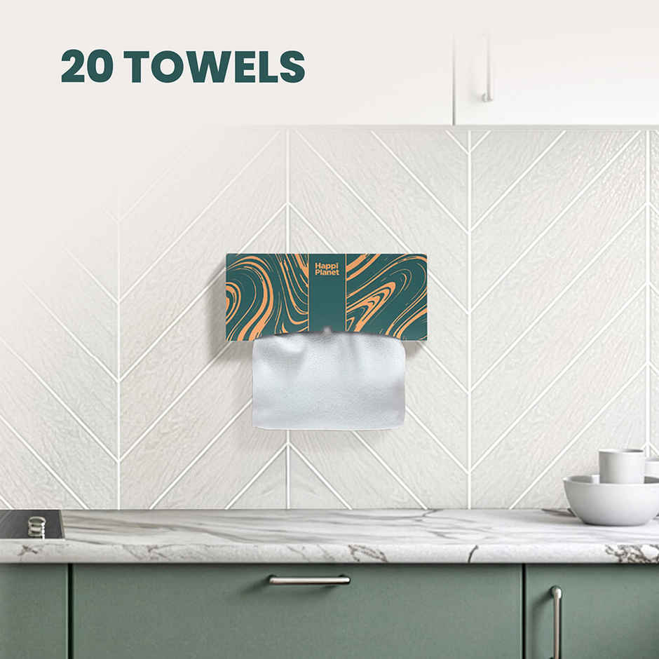 Happi Planet Reusable Kitchen Towels | Kitchen Cleaner Wipes | 20 Pulls - 2000 Times Washable