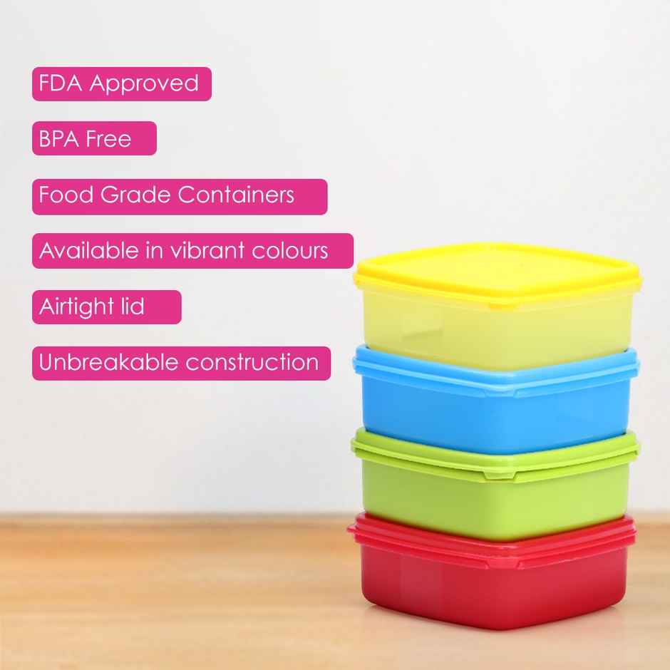 Varmora V Fresh Plastic Utility Storage Container | 400 ml Airtight | Set Of 4 - Assorted