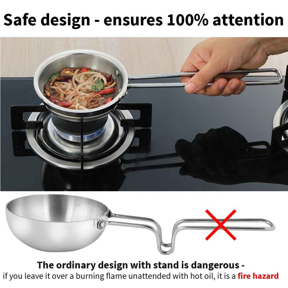 Hawkins 1.5 Cup Tadka Pan 360 ml Triply Stainless Steel Pan Induction Pan - Silver