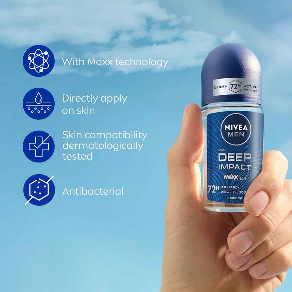 NIVEA MEN Deep Impact MaxxTech 72h Deodorant Roll-on - For MEN Combo