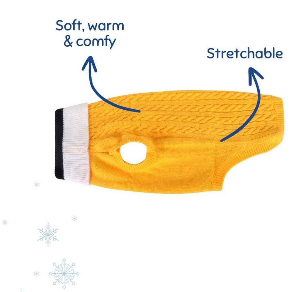 Bearhugs Yellow Highneck Sweater For Dogs L