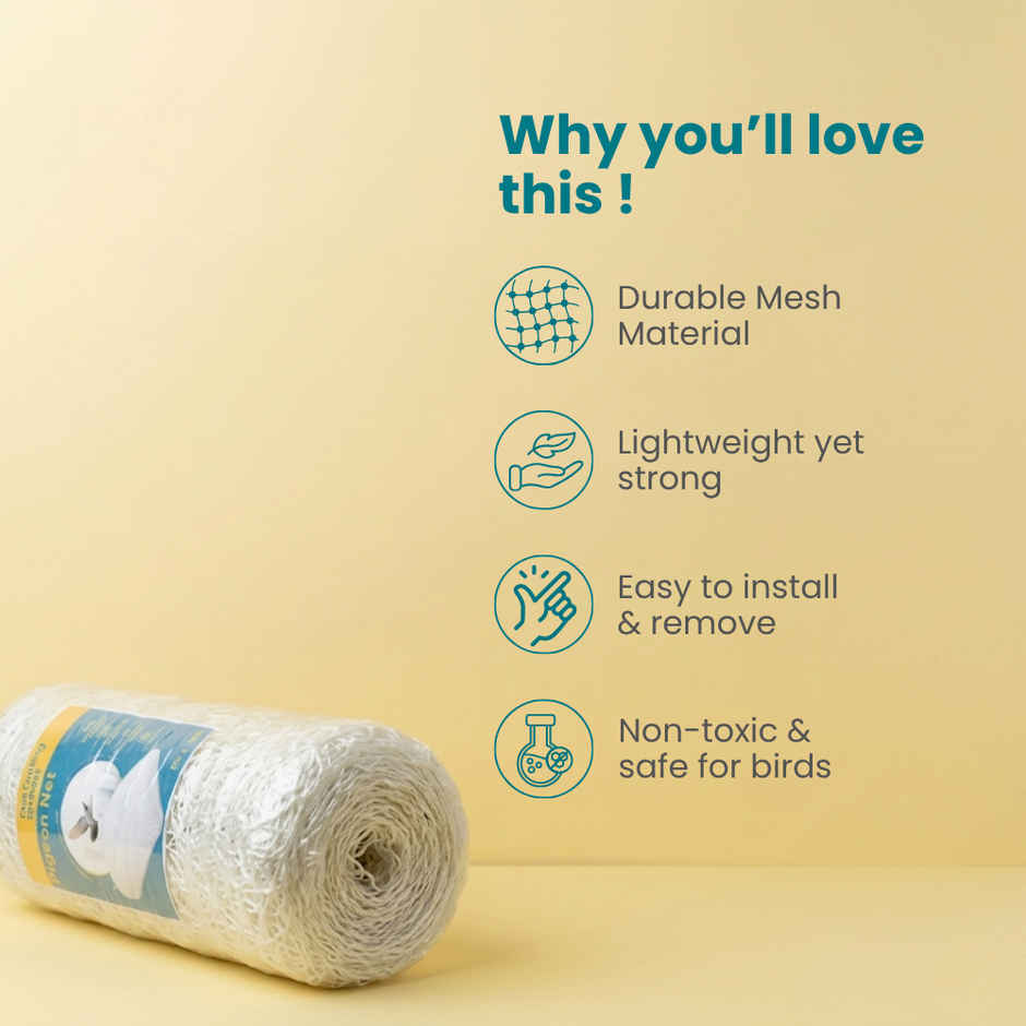 Nurturing Green Anti Bird Net | White Mesh Pigeon Net | Protection for Home, Balcony - 8 x 10 ft