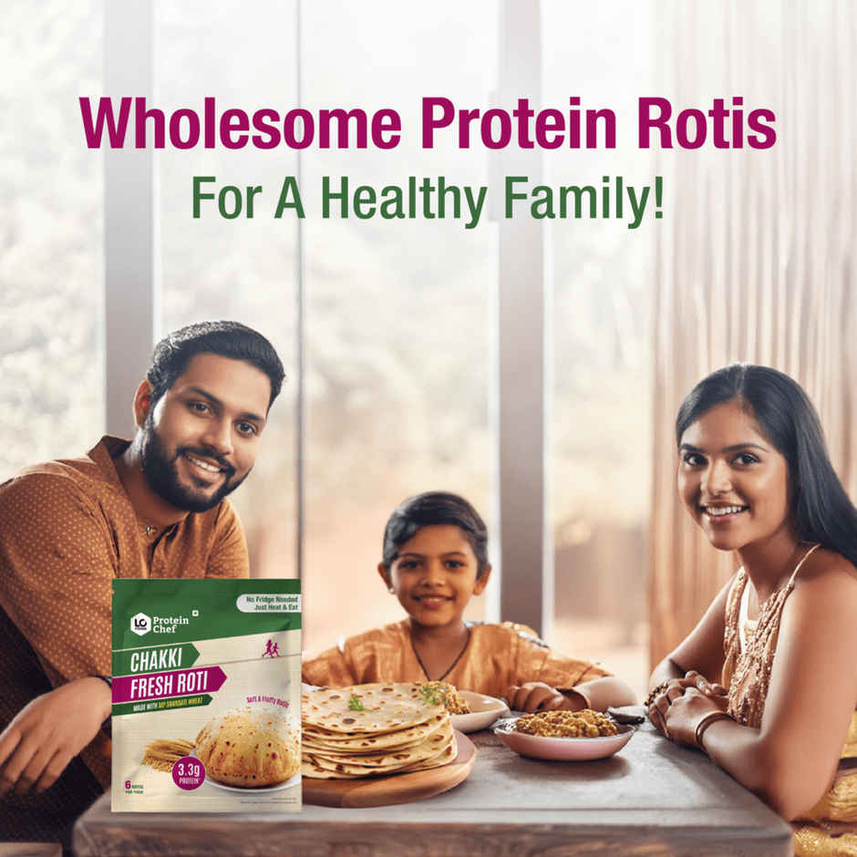 Protein Chef Whole Wheat Roti | Non Frozen | Fresh | MP Sharbati Atta | Ready to Cook Chapati