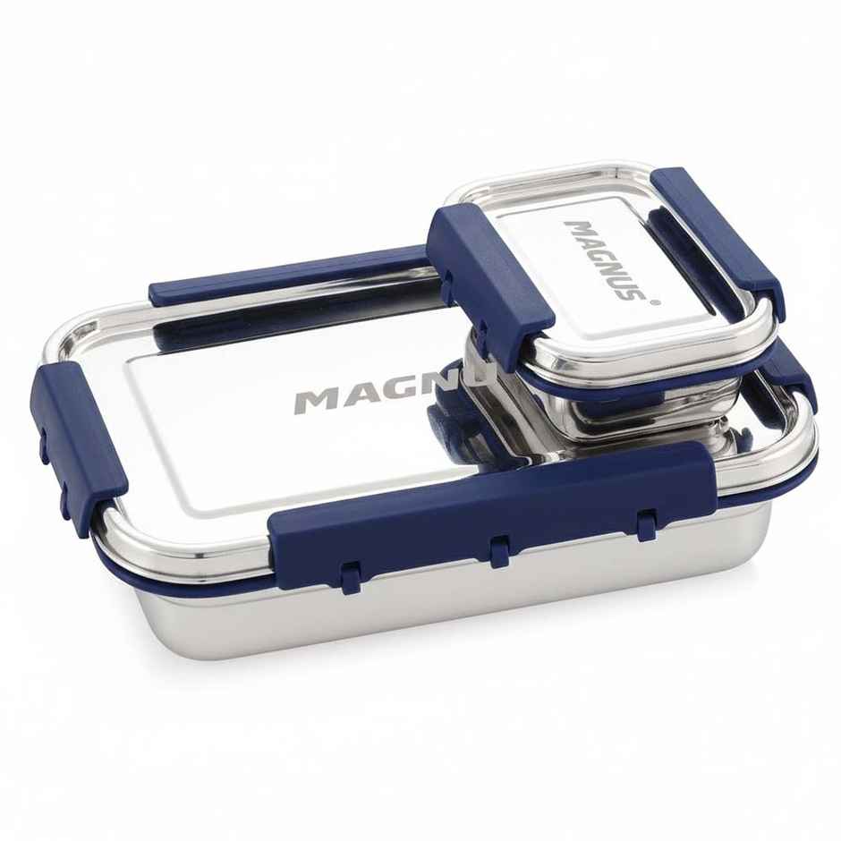 Magnus Dixie Stainless Steel Lunch Box - Airtight & Leak Proof Tiffin - Dark Blue