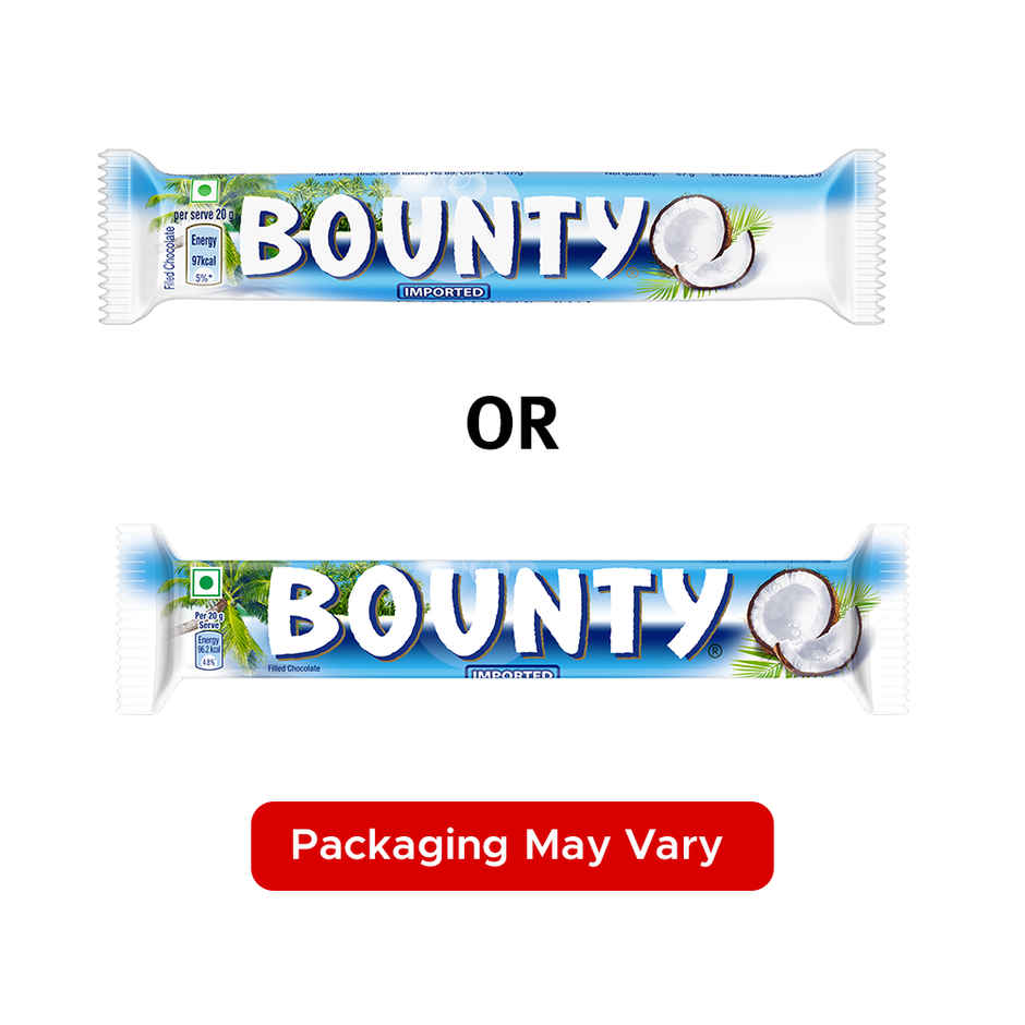 Bounty Coconut Filled Chocolate Bar, Soft & Tender Coconut in the Centre