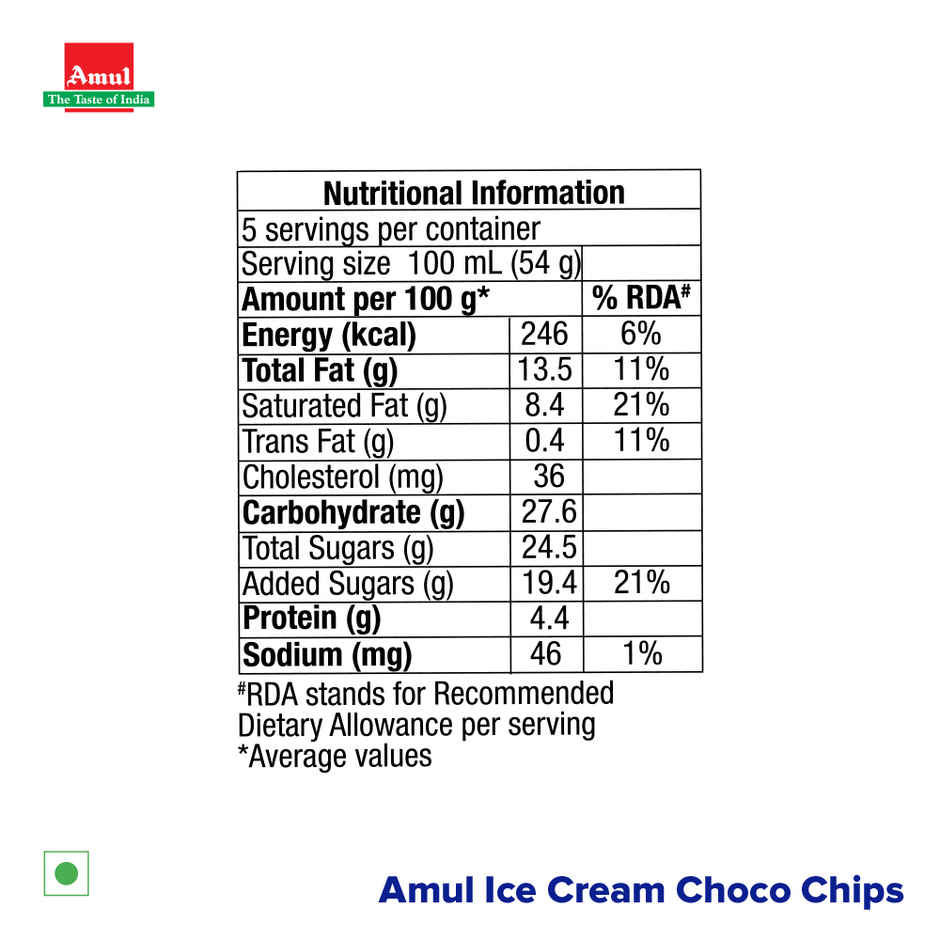 Amul Choco Chips Ice Cream Tub