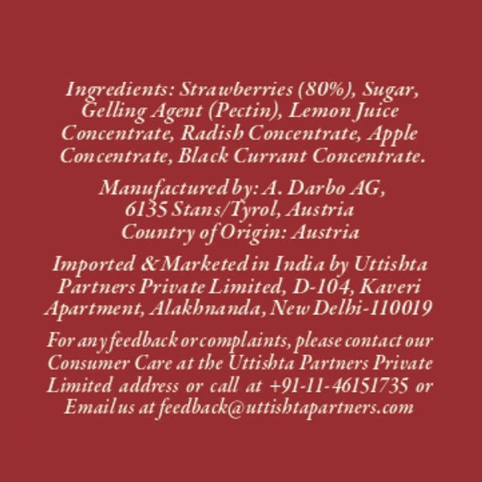 Darbo Strawberry Reduced Sugar Jam 80% Fruit Content Breakfast Jam