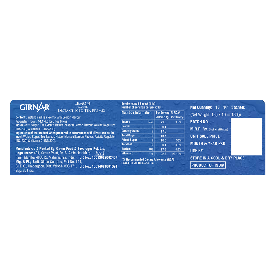 Girnar Lemon Iced Tea Instant Premix