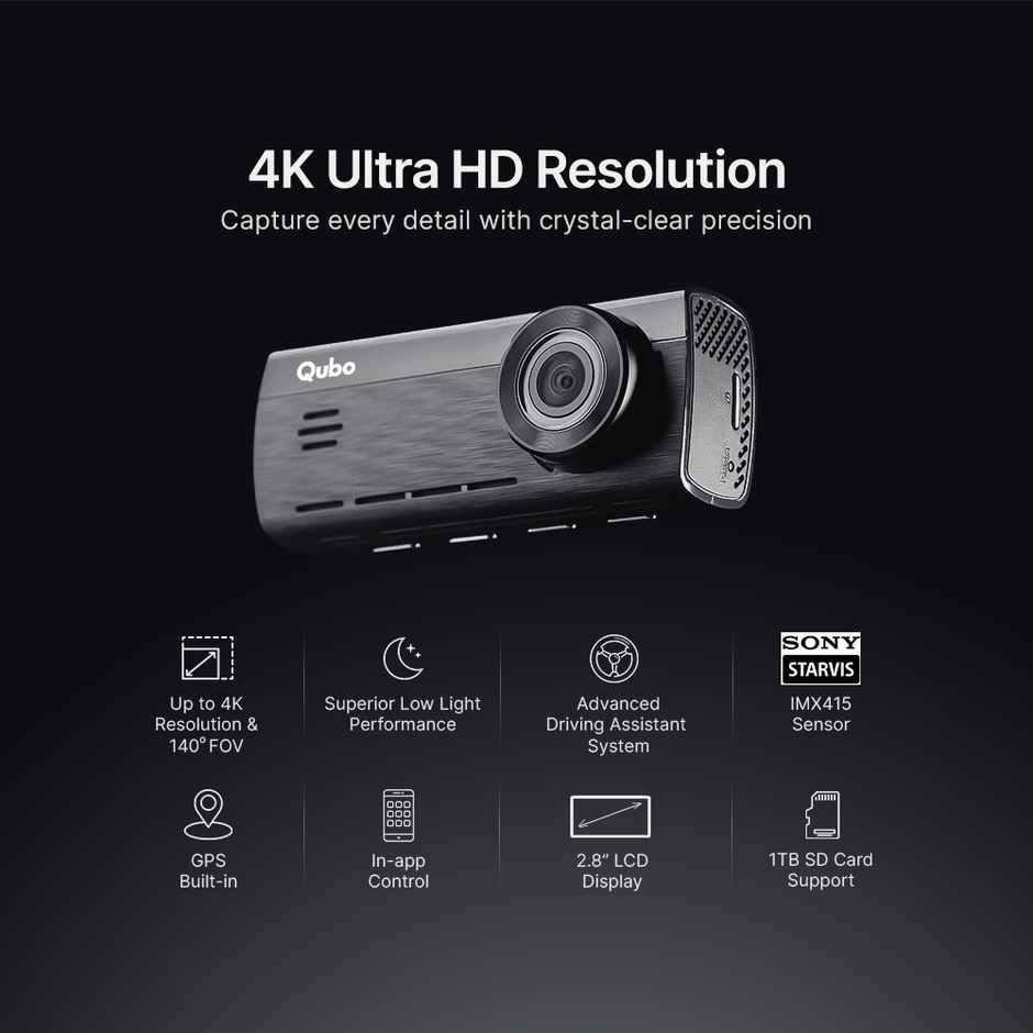 Qubo Dashcam Pro 4K + Rear Cam by Hero Group