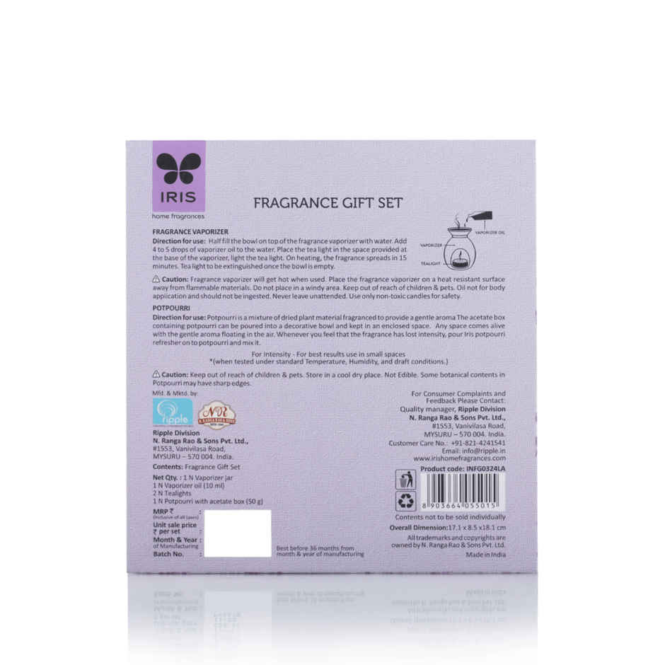 IRIS Lavender Vaporiser Fragrance Giftset With Potpourri And Oil