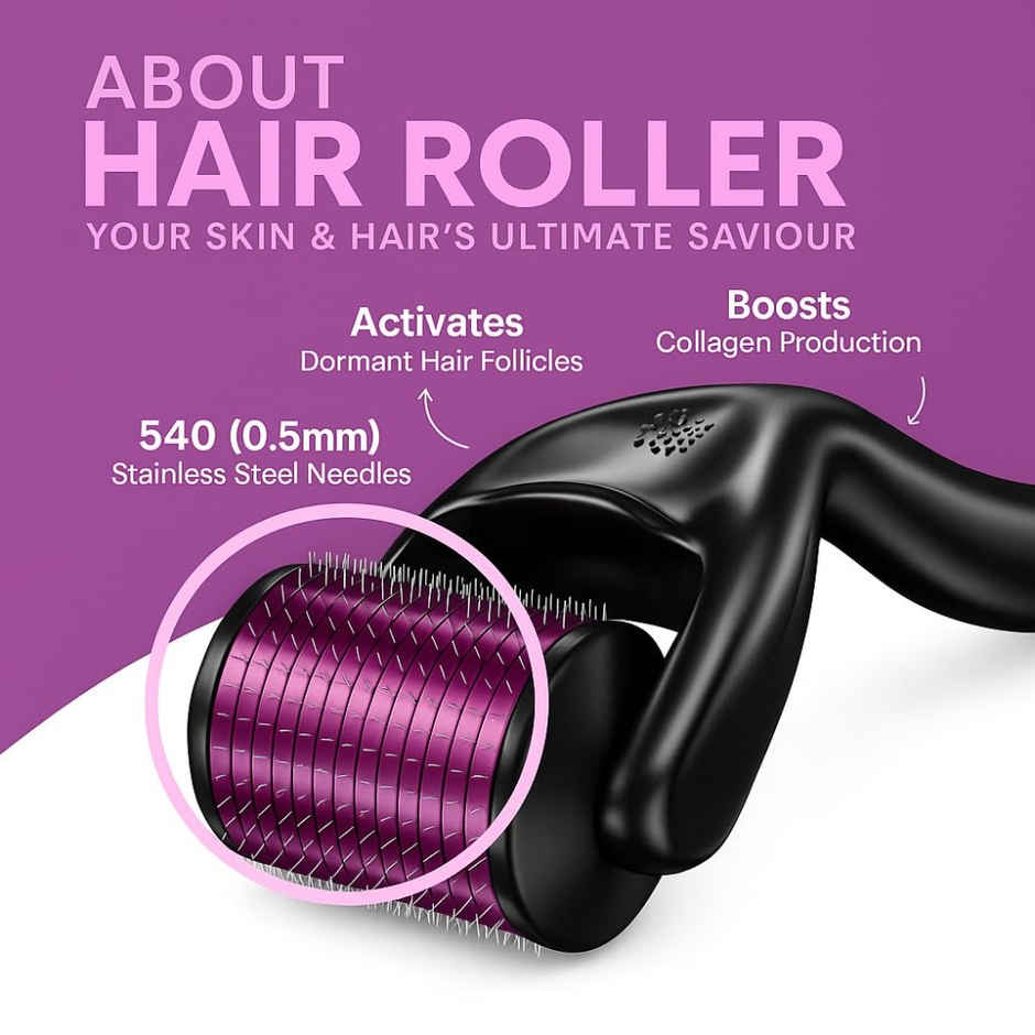 Bronson Professional Derma Roller 0.5mm For Hair & Beard Growth | 540 Titanium Micro Alloy Needles