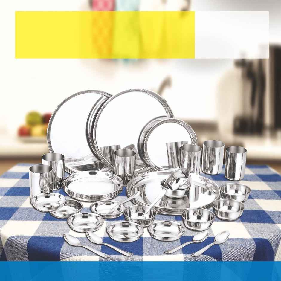 Kitchen Essentials 36 Pcs Stainless Steel Dinner Set (Mirror Finish)