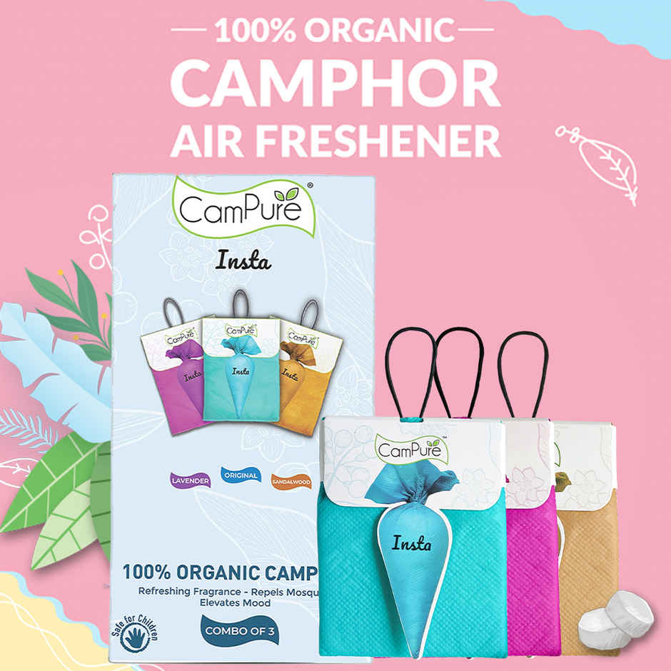 Campure Camphor Kapur Car Air Freshener Insta Cone | Pack of 3