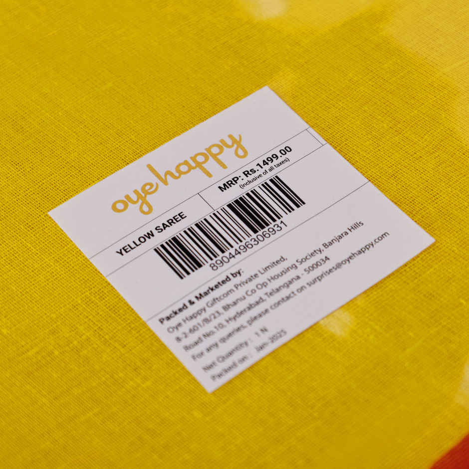 Traditional Saree | Festival Ethnic Wear | Yellow | Oye Happy