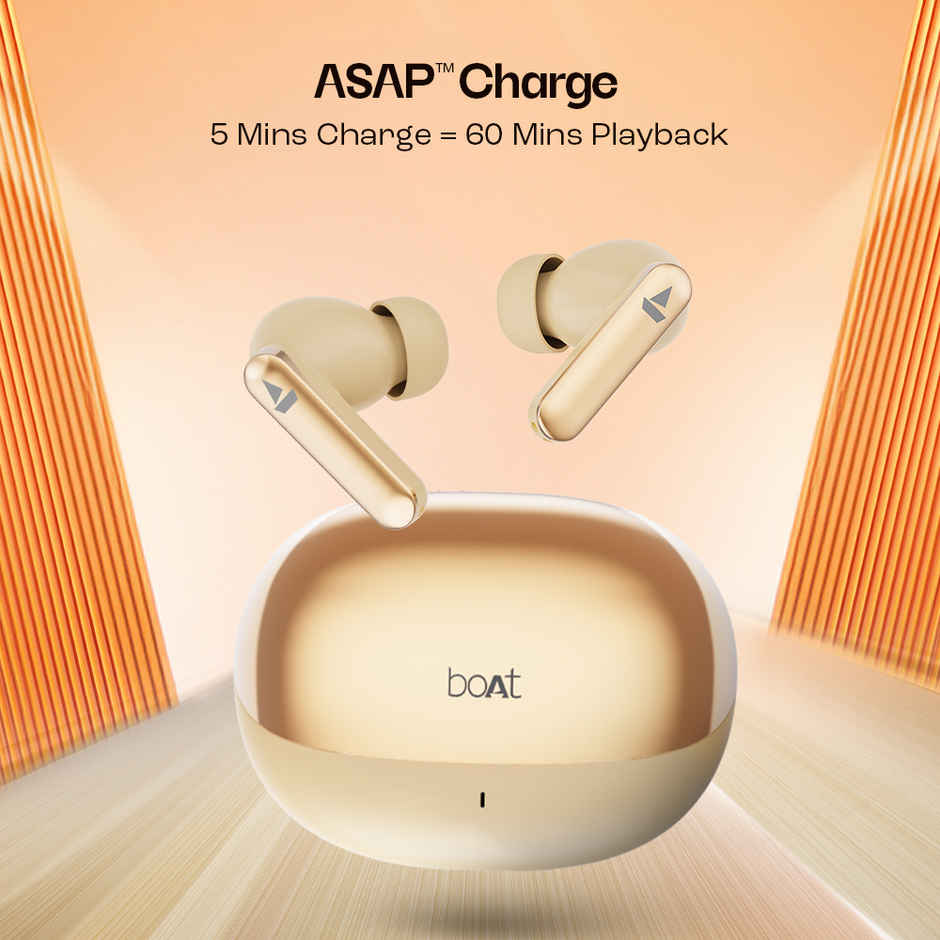 boAt Airdopes 301 TWS Earbuds W 75H Playtime, Quad Mics Enx Tech Beast Mode For Gaming Sunset Blush