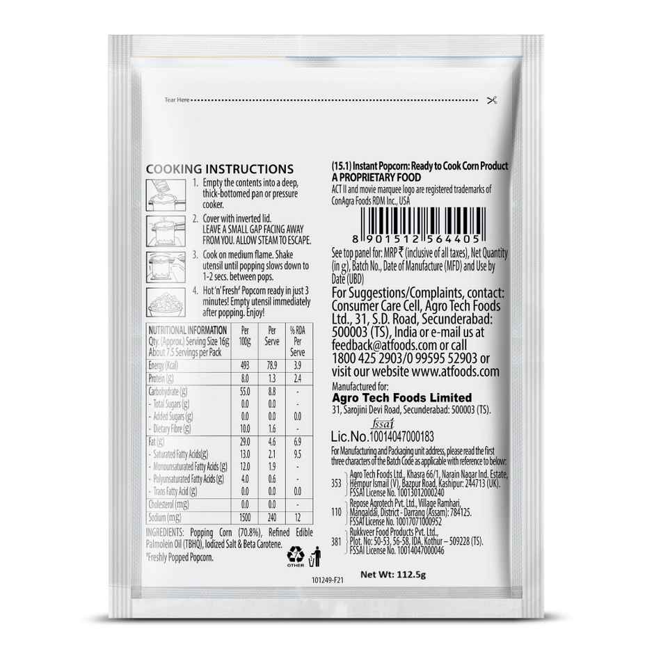 ACT II Instant Popcorn - Golden Sizzle, Family Pack, Hot & Fresh in 3 mins Combo