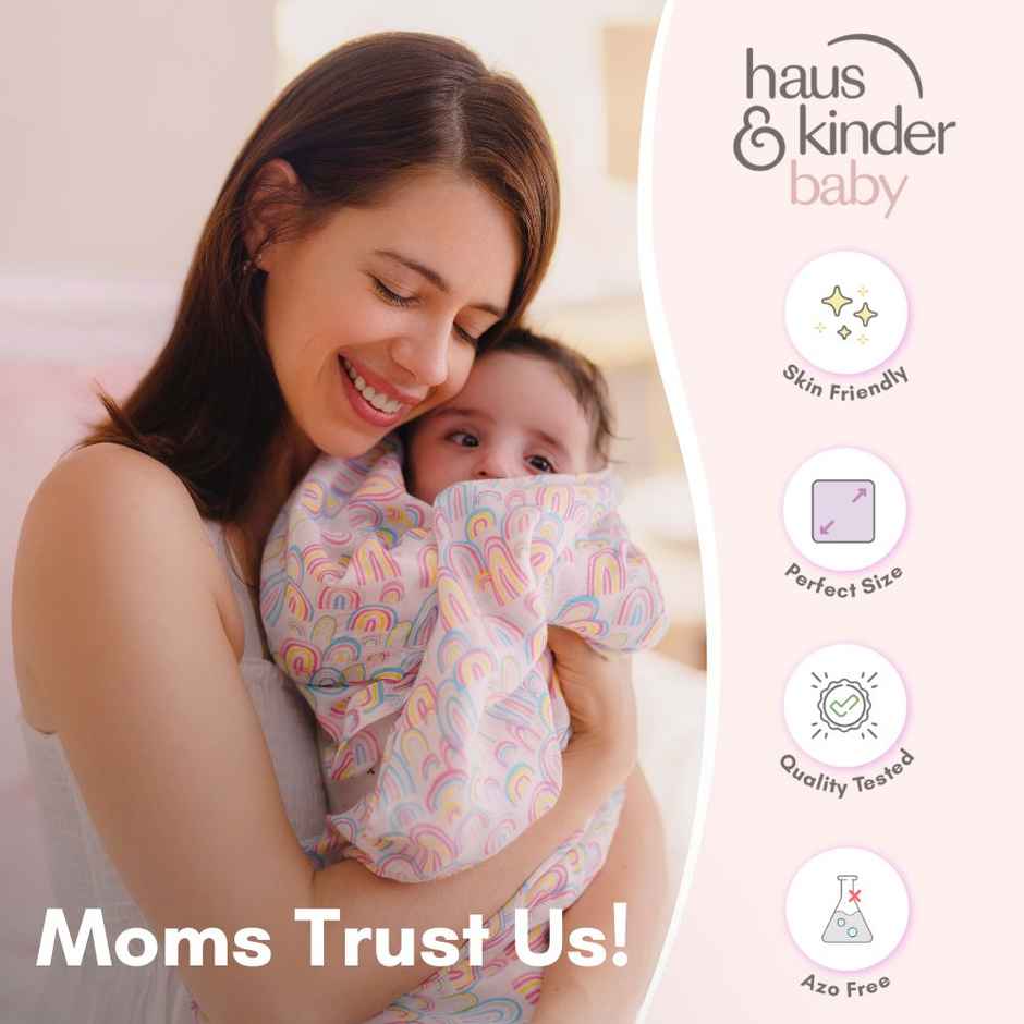 Haus & Kinder Cotton Muslin Swaddle Wrap for New Born Baby Blanket and Swaddles for Newborn Floral