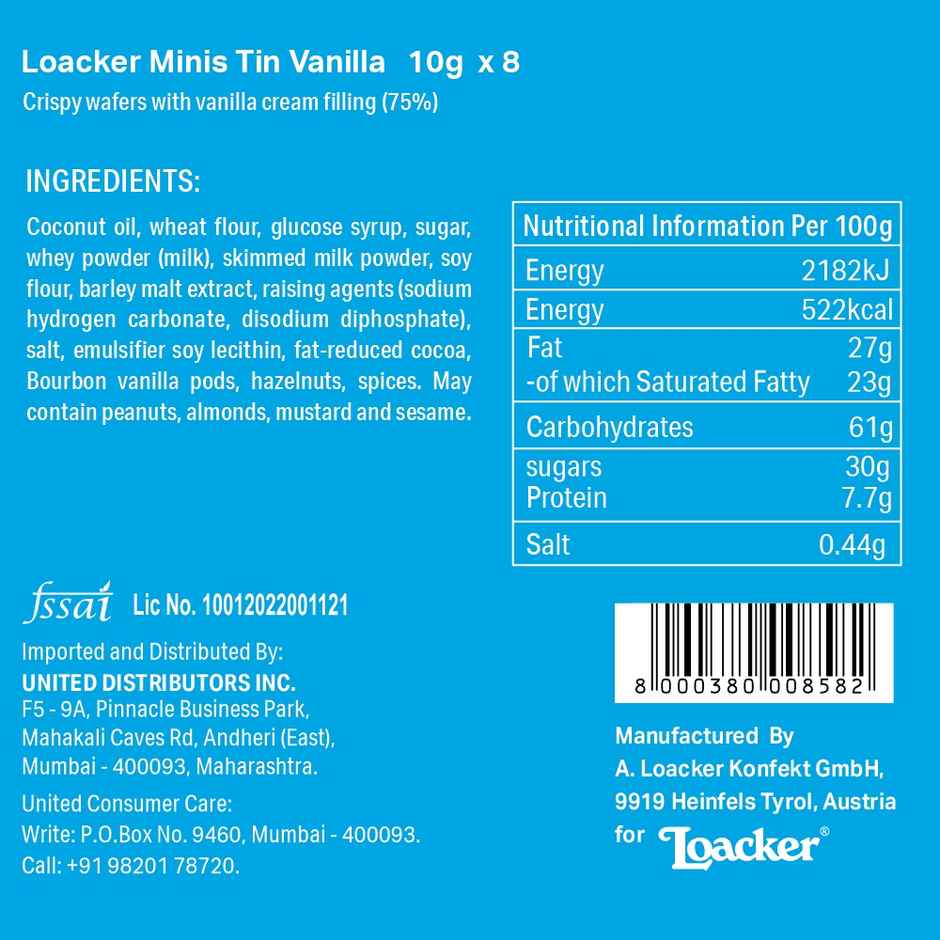 Loacker Minis Vanilla Wafer Cookies with Tin