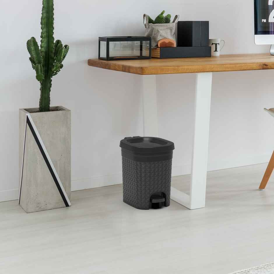 Kolorr Stitch Modern Design 15L Plastic Pedal Waste Bin (Black)