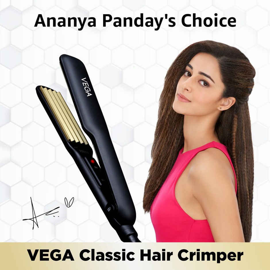 VEGA Classic Hair Crimper With Quick Heat Up & Ceramic Coated Plates, Black, (Vhcr-01)