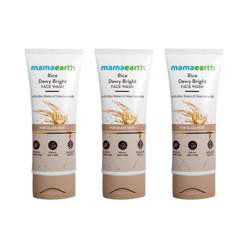 Mamaearth Rice Face Wash With Rice Water & Niacinamide For Glass Skin | Hydrated, Even SkinTone Combo  