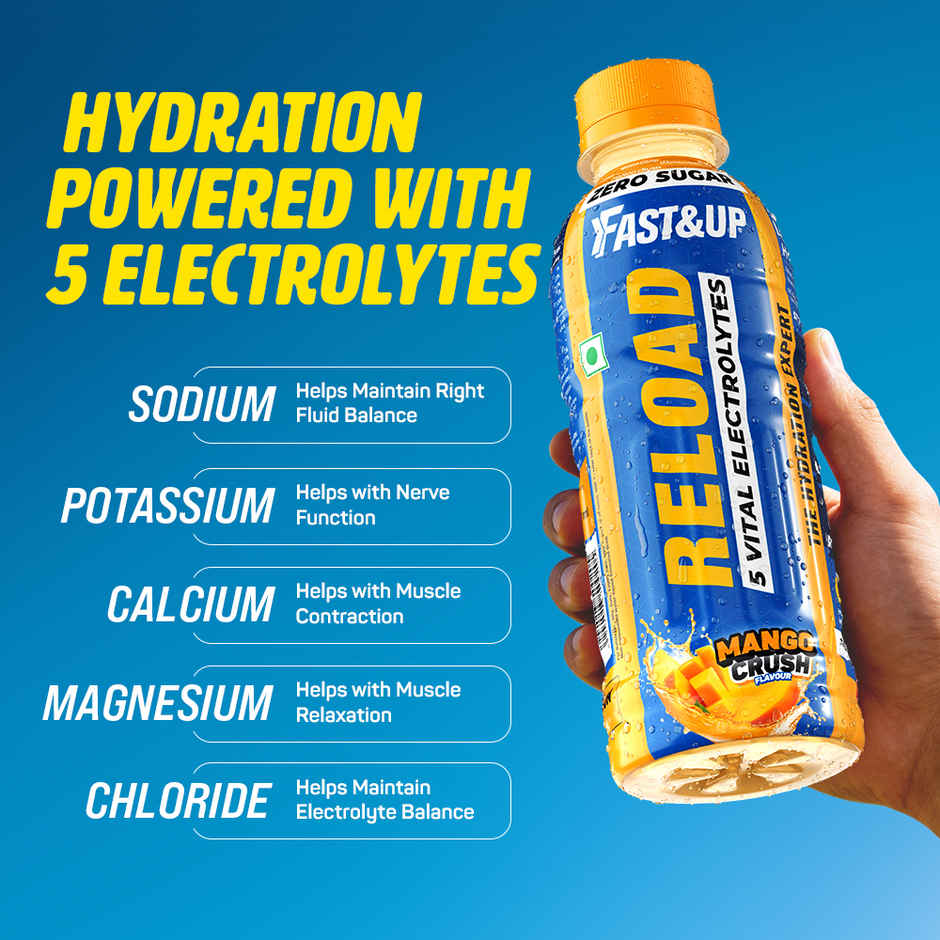 Fast&Up Reload Mango Zero Sugar Energy Drink | Instant Electrolytes | Healthy & Refreshing Drink