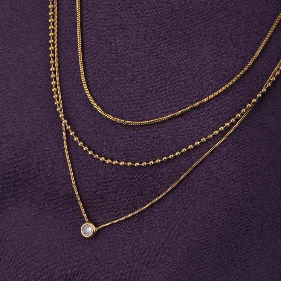 Palmonas Golden Layers With Stone Necklace