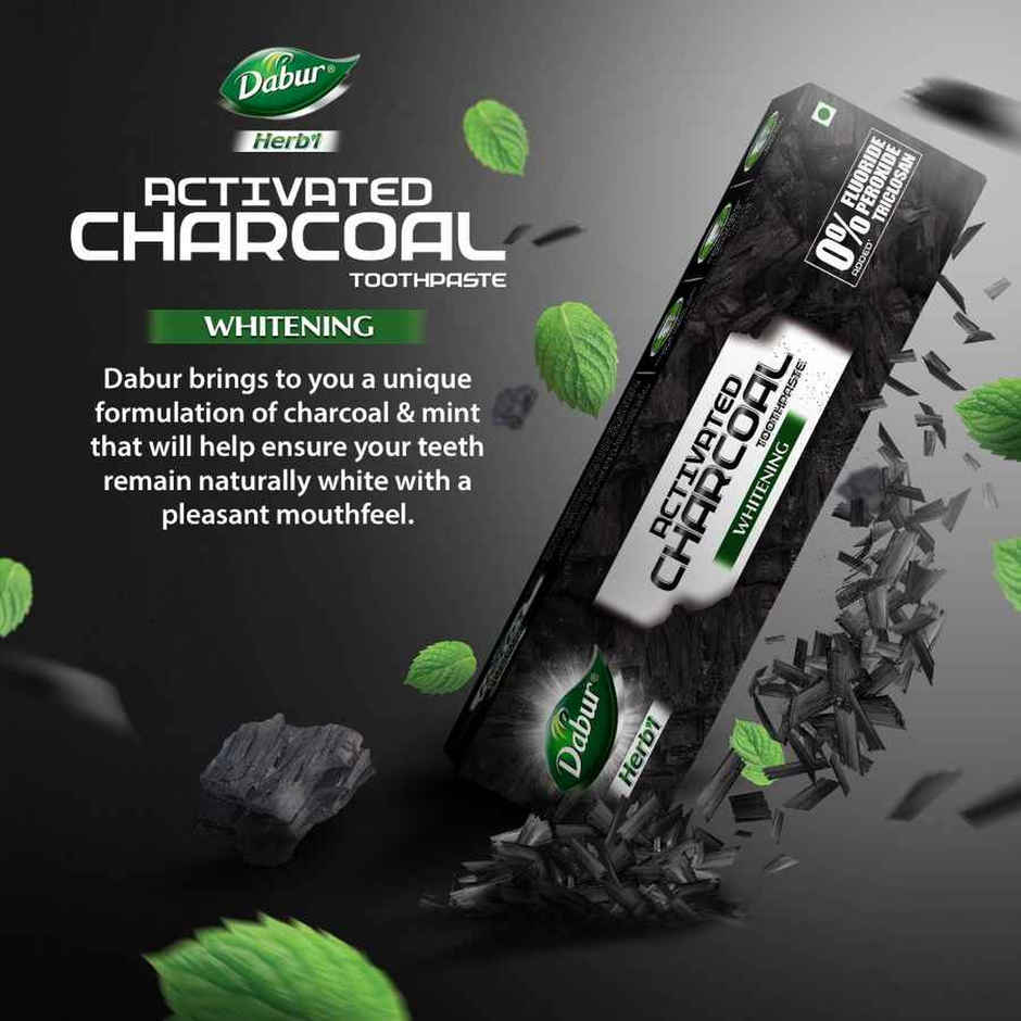 Dabur Herb'L Activated Charcoal Toothpaste With Mint For Whitening (Black Gel Paste)