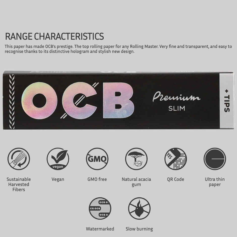 OCB Premium 32 Sheets Rolling Paper & Filter Tips - King Size Slim