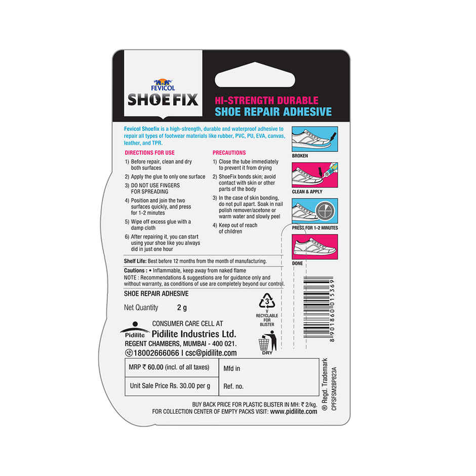 Fevicol Shoefix 2 G| Expert Shoe Repair Glue | Fast, Waterproof & Durable