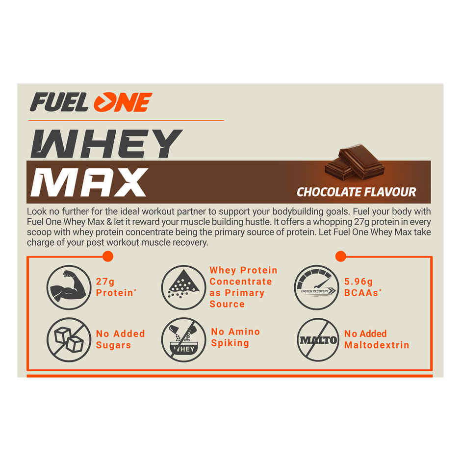 Fuelone Whey Max Protein Powder, (Chocolate)