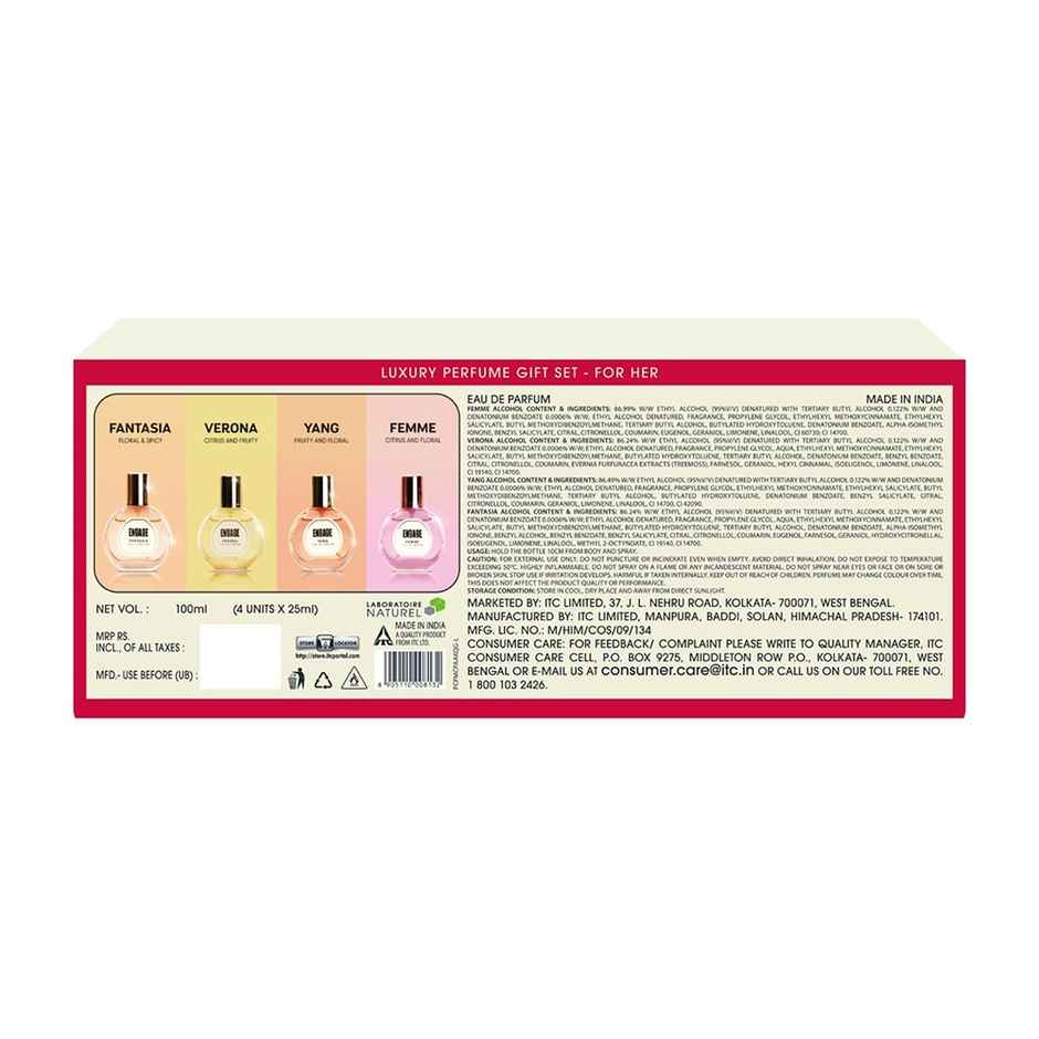 Engage Gift Assorted Luxury Perfume Set for Men & Women | 4 Unique EDPs| Couple Combo