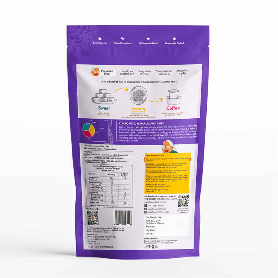 Sweet Karam Coffee Kerala Jackfruit Chips - Classic Salted - No Palm Oil