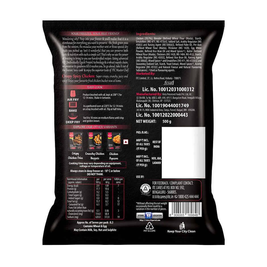 ITC Master Chef Crispy Spicy Chicken | High in Protein | No Added Preservatives | 6 pieces