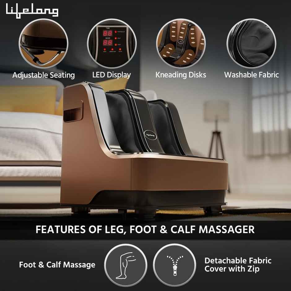 Lifelong Calf, Foot & Leg Massager-Heat + 4 Vibration Motors-Rolling, Kneading, And Shiatsu, 80W